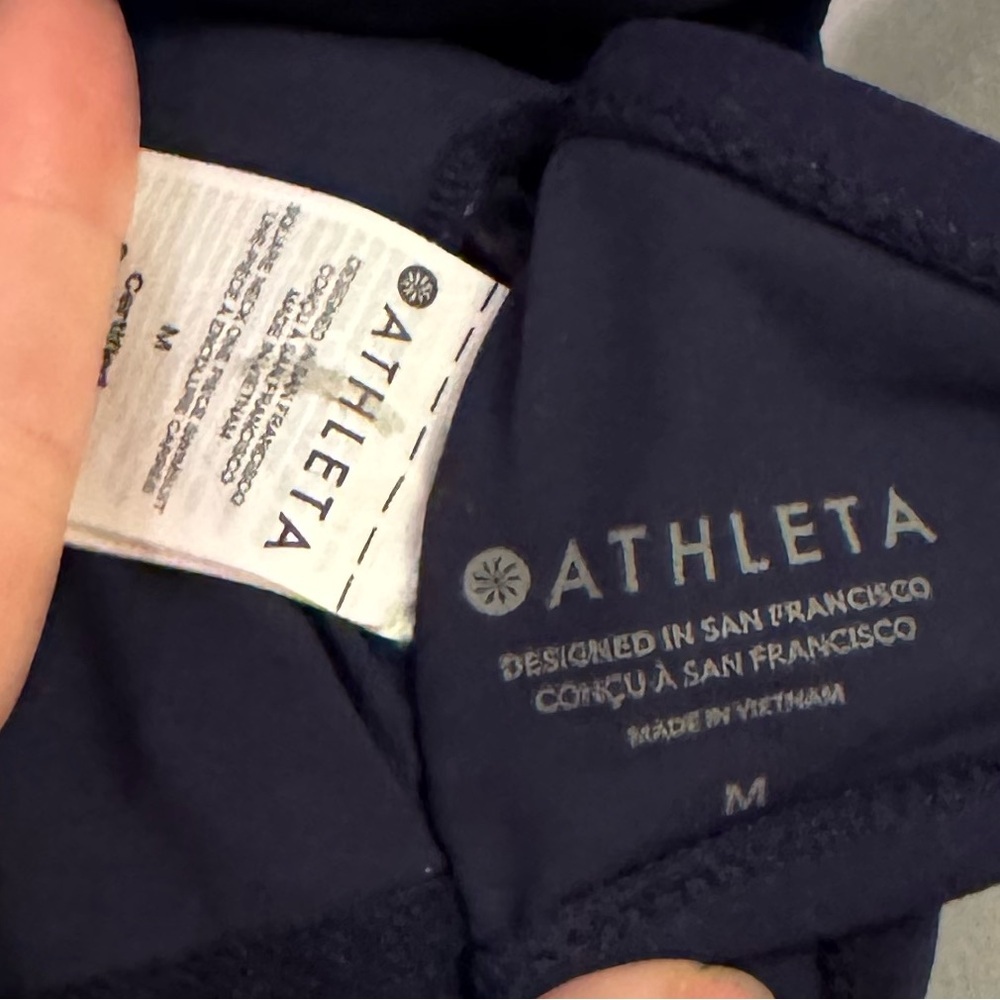 Athleta Square Neck One Piece Swimsuit Navy Blue Medium - Picture 4 of 8